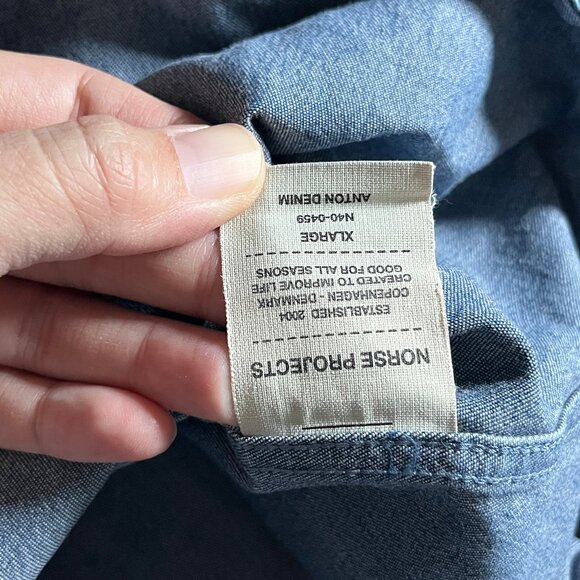 Norse Projects Anton Denim Button Down Shirt - Men's Size XL - Blue - Picture 7 of 10